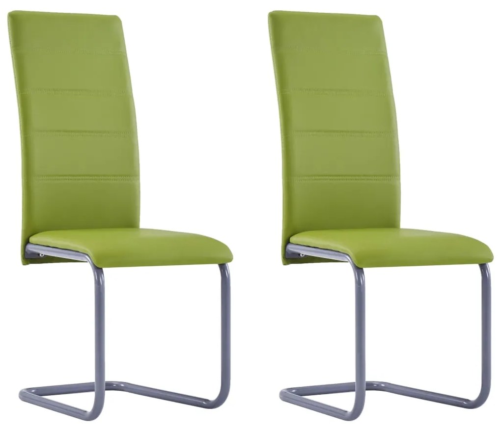 281693 vidaXL Cadeiras de jantar cantilever 2 pcs couro artificial verde