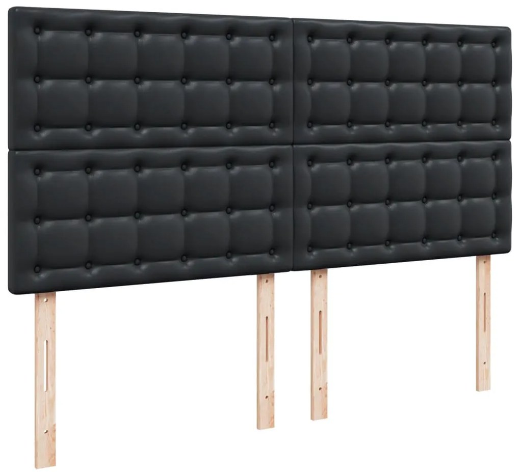 Cama com molas/colchão 200x200 cm couro artificial preto