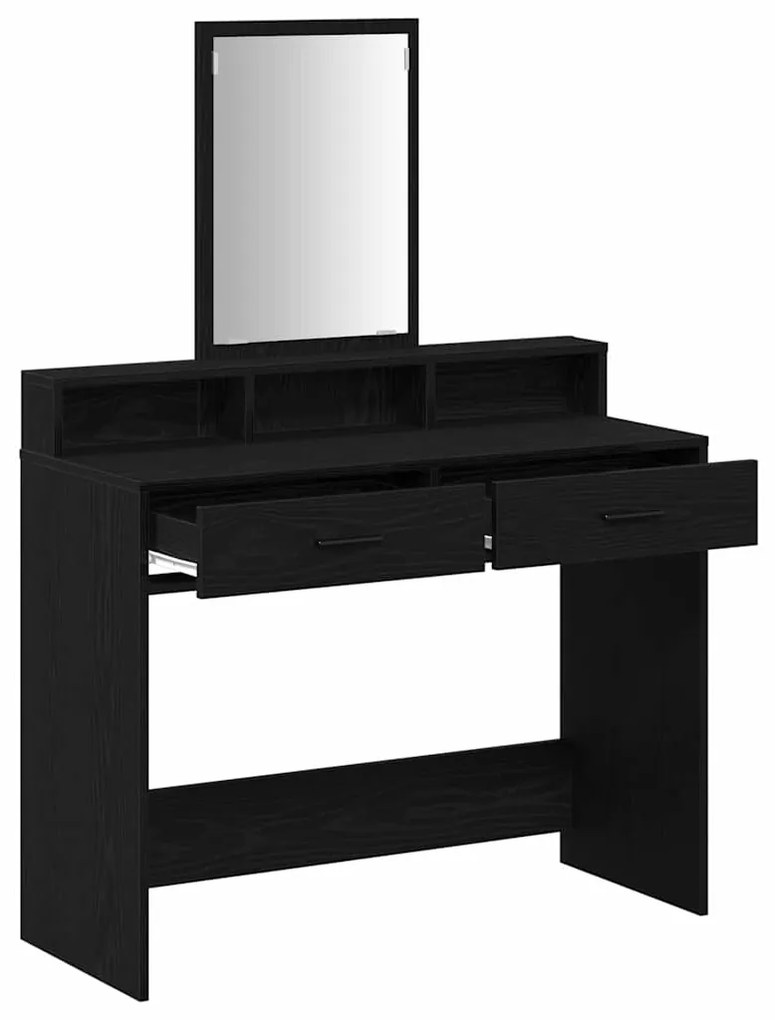 Mesa de Maquiagem vidaXL com Gavetas em Madeira de Carvalho Preto 100x