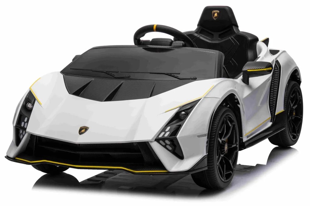 Carro elétrico para Crianças 12V 4x4 Lamborghini Invencible, Rodas Espuma EVA, Assento couro ecológico Branco