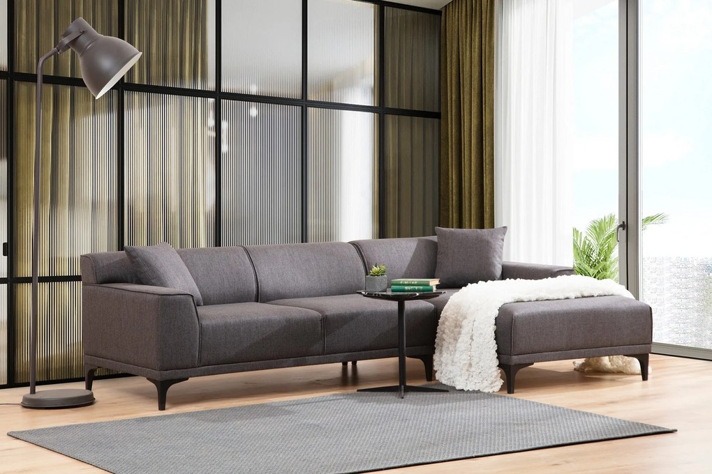 Sofá de Canto Petra – Antracite – 145 x 250 cm