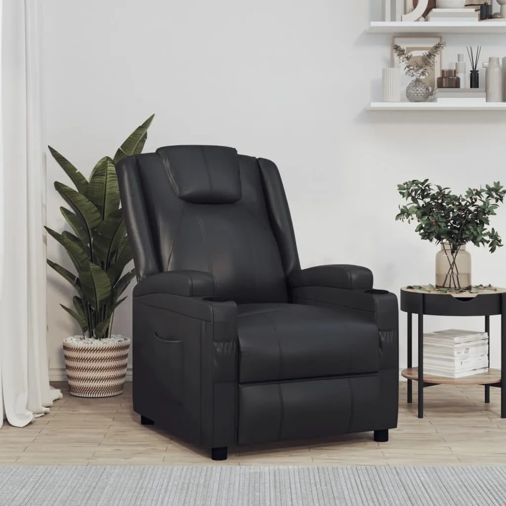 321304 vidaXL Poltrona reclinável couro artificial preto