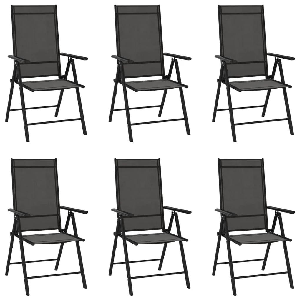 312179 vidaXL Cadeiras de jardim dobráveis 6 pcs textilene preto