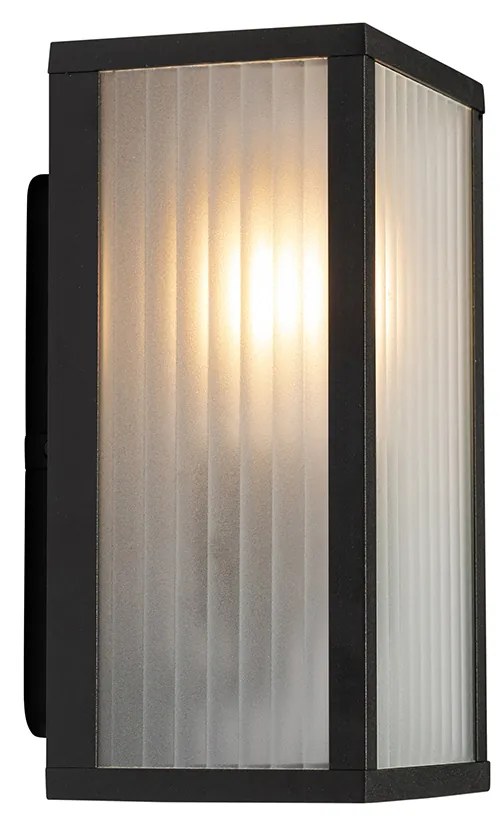 Candeeiro de Parede Inteligente Preto para Exterior com Vidro Canelado incl. WiFi A60 - Charlois