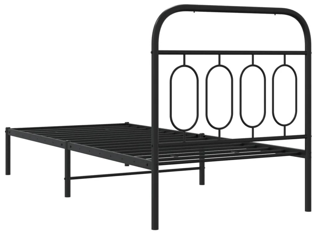 Estrutura de cama com cabeceira 90x200 cm metal preto