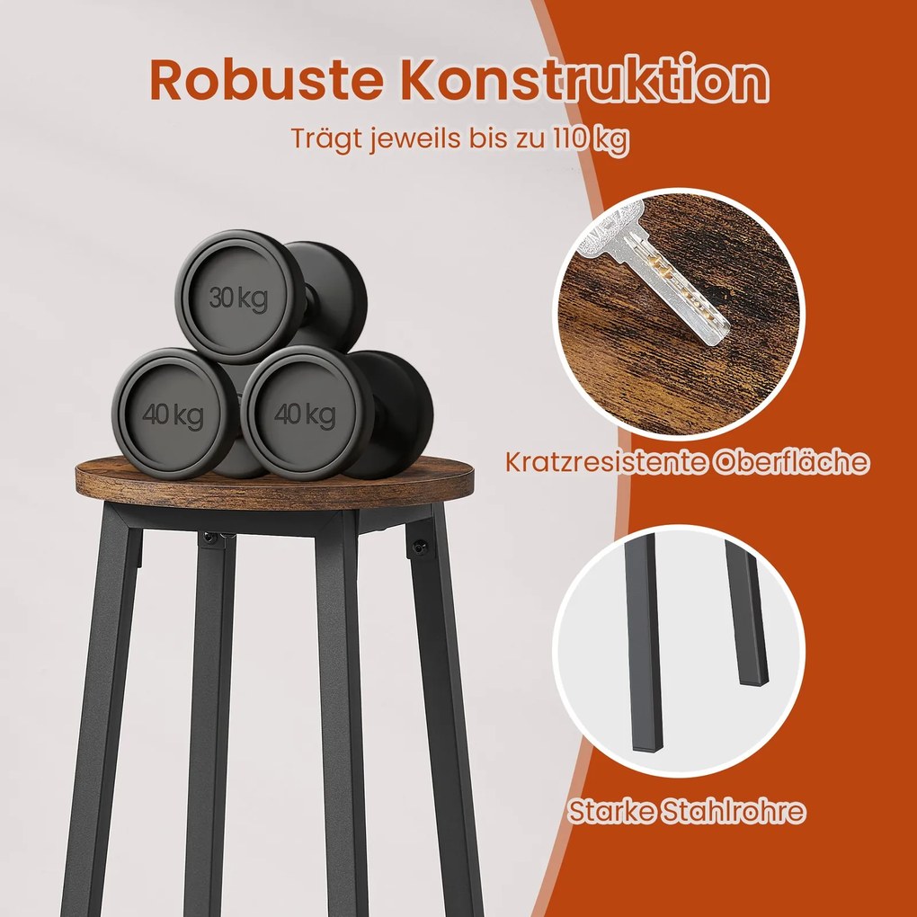 Conjunto de 2 Bancos de bar castanhos-pretos