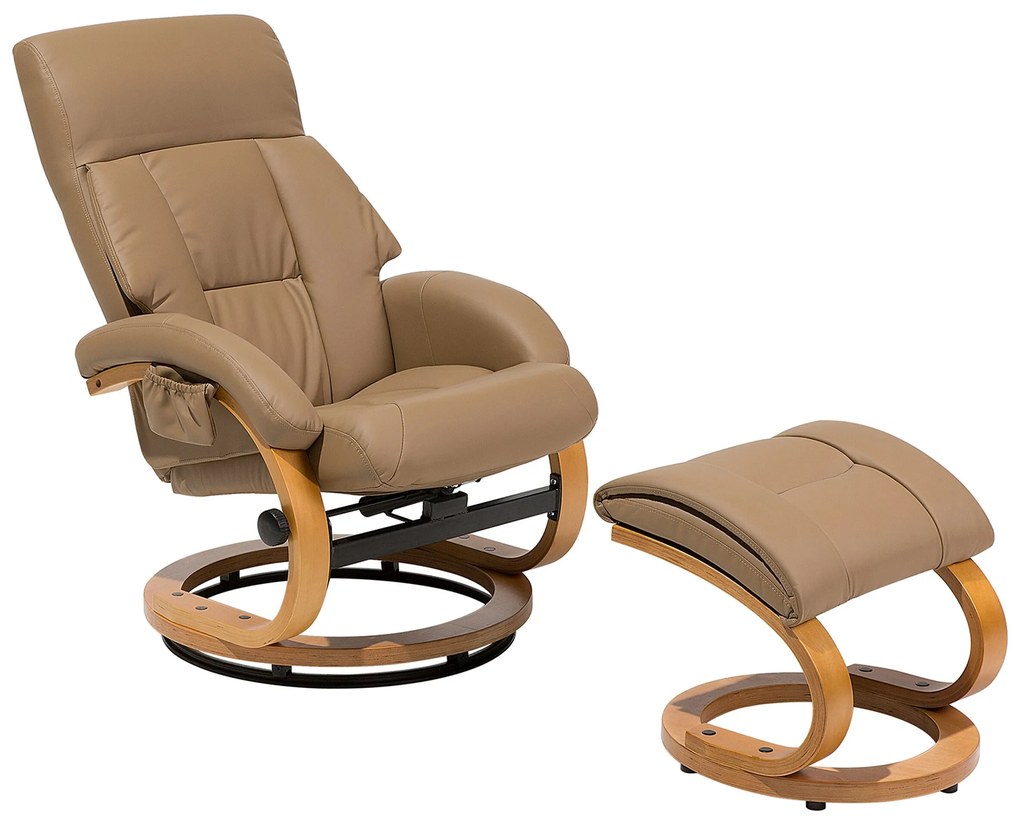 Cadeira de massagem com repousa-pés em pele sintética cor de areia FORCE Beliani