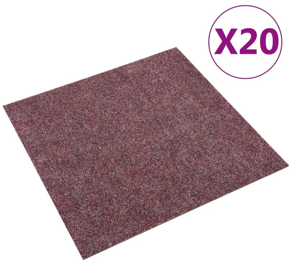 Ladrilhos de carpete para pisos 20 pcs 5 m² vermelho-escuro