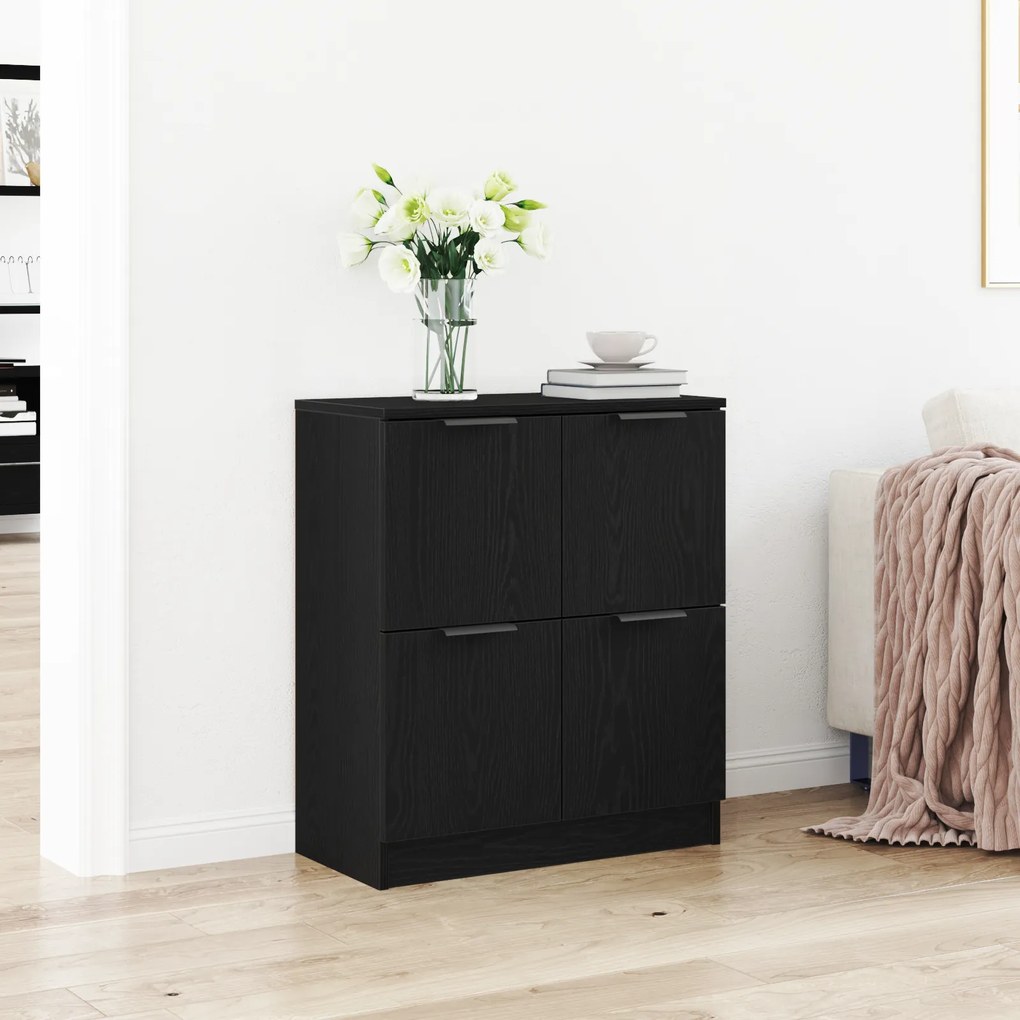 Buffet de Carvalho Preto vidaXL - 60 x 30 x 70 cm - Feito de Madeira Genérica