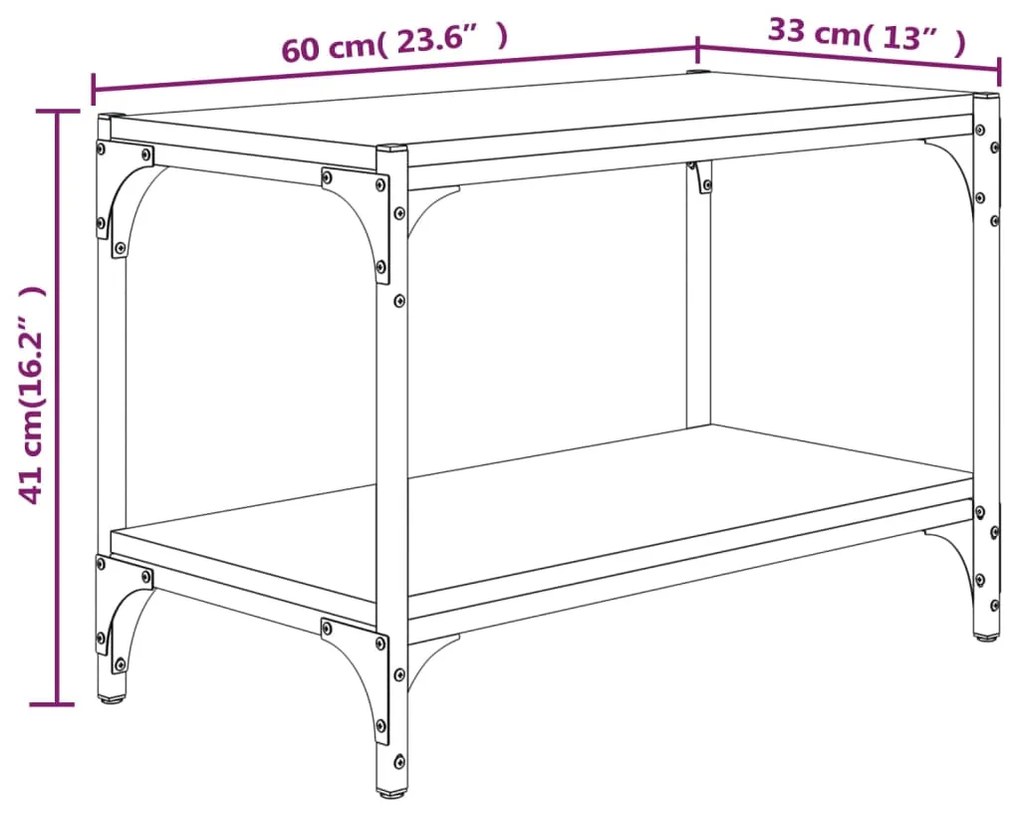 Móvel de TV 60x33x41 cm derivados de madeira e aço preto