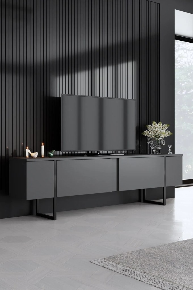 Conjunto de Mobiliário de Sala Luxe – Nogueira e Preto – Console 160x3
