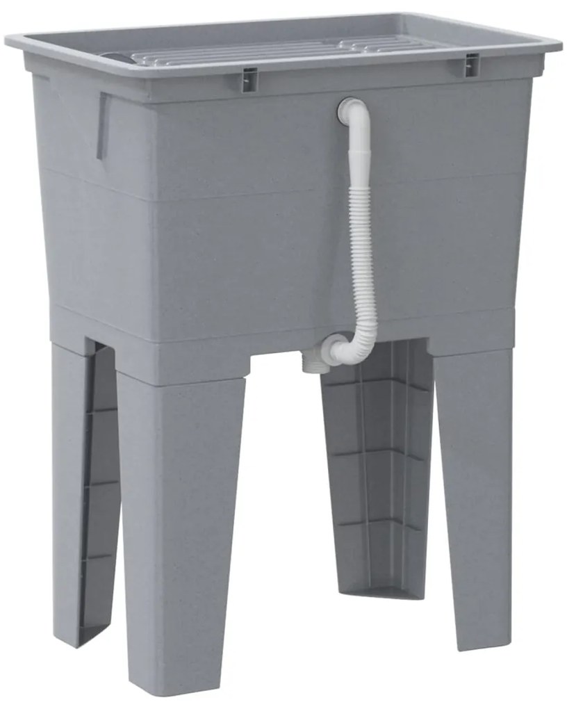 Tanque de lavar roupa 59x41x75 cm resina cinzento