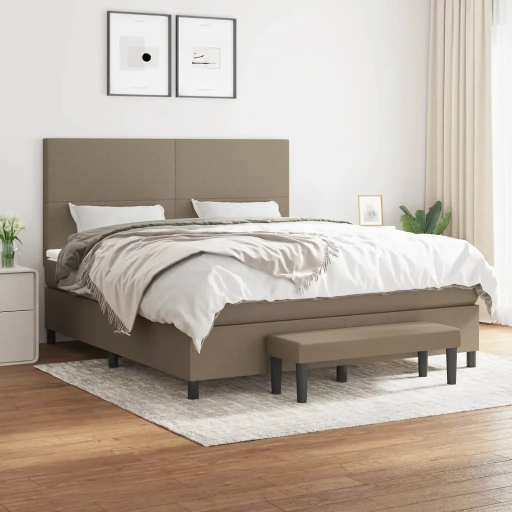 vidaXL Cama com molas/colchão 180x200 cm tecido castanho-acinzentado