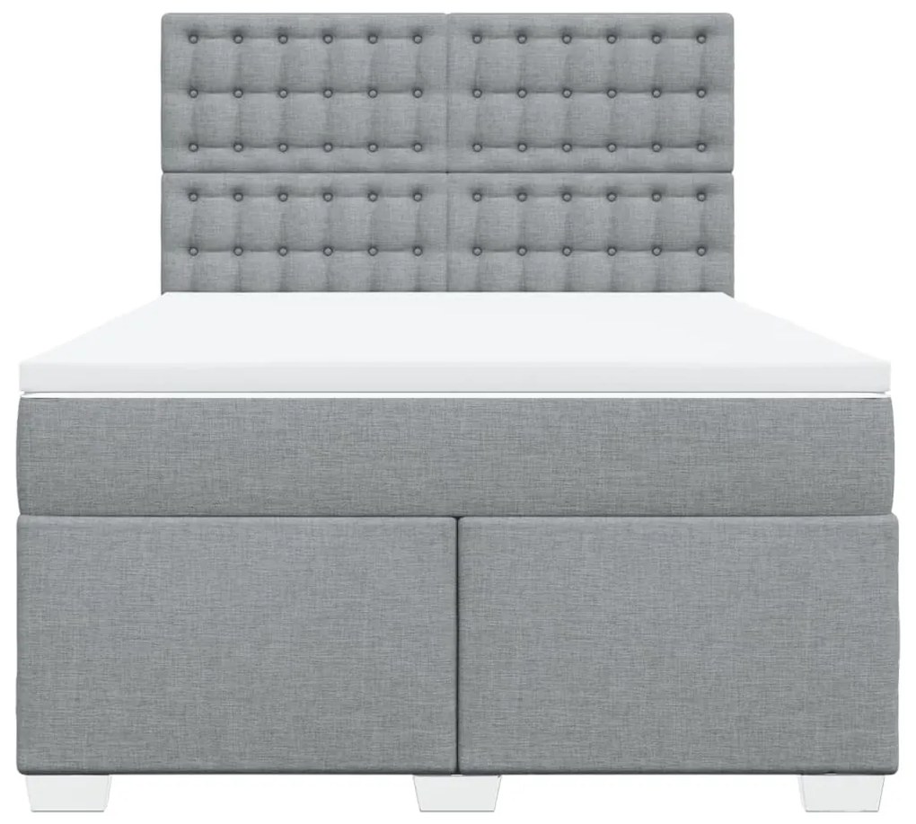 Cama com molas/colchão 140x190 cm tecido cinzento-claro