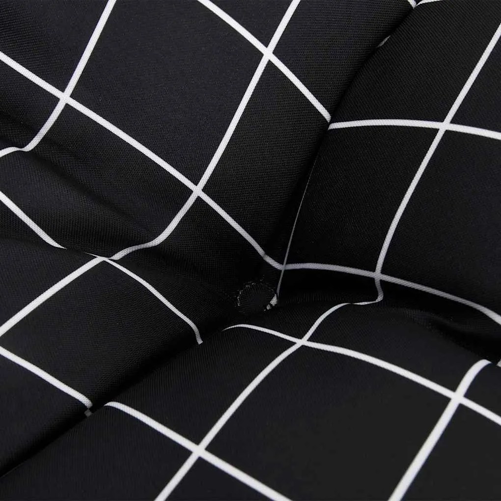 Almofadões p/ banco jardim 2 pcs 120x50x7cm tecido xadrez preto