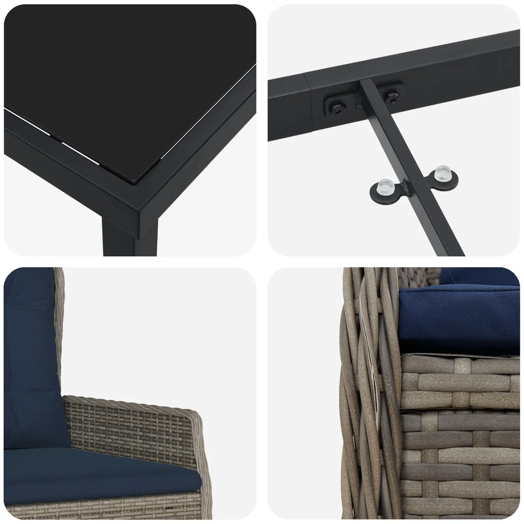 Conjunto de Jantar de Jardim de 7 Peças Cinza Poly Rattan