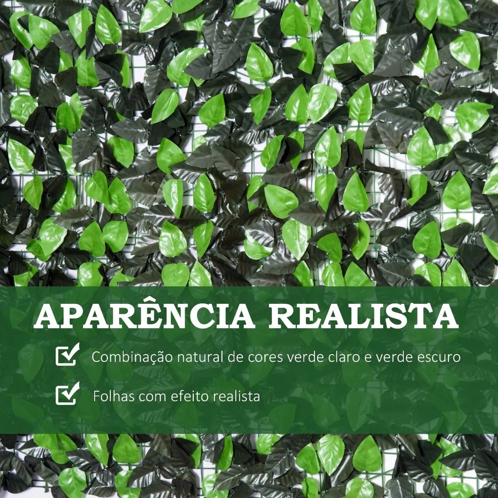 Vedação Artificial em Rolo 3x1m Vedação de Privacidade para Balcão Jardim Exterior Planta Decorativa de Parede PE Verde