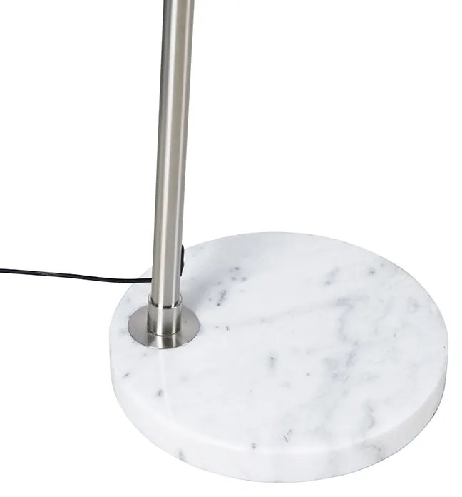 Candeeiro de Arco em Aço com Base em Mármore Branco Ajustável - XXL Moderno