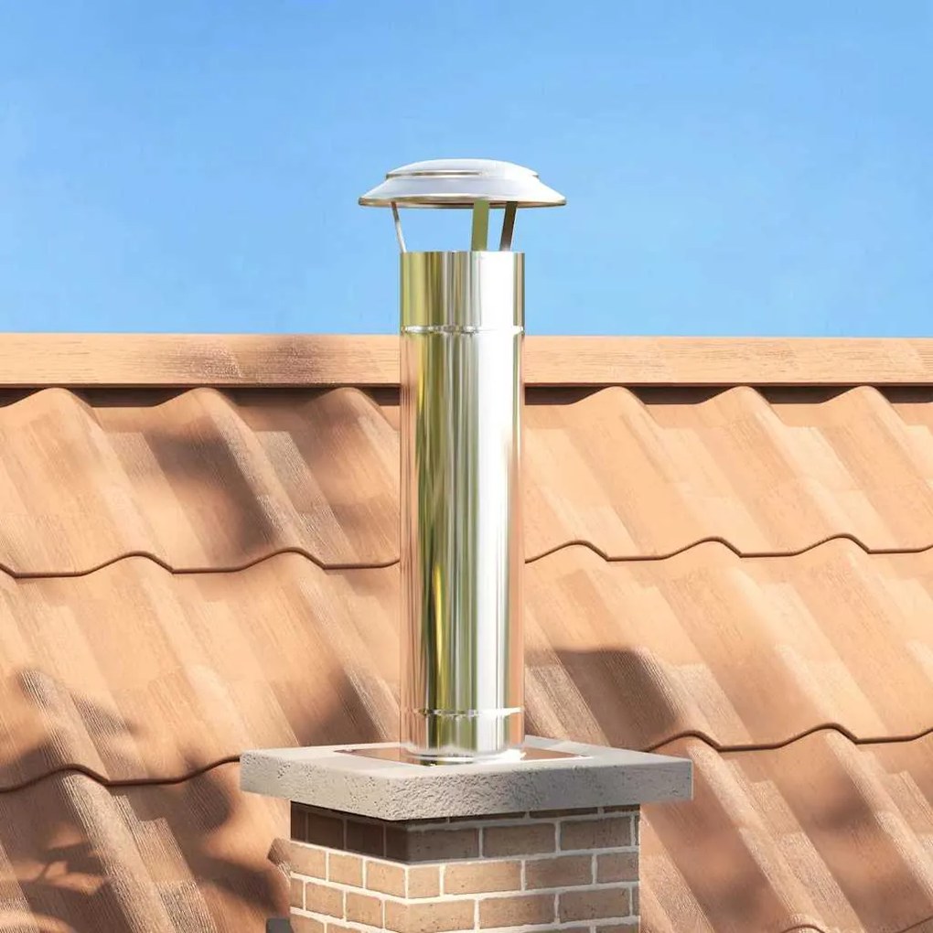 vidaXL Extensão de Chaminé Prateado 25 x 25 x 82 cm Aço inoxidável