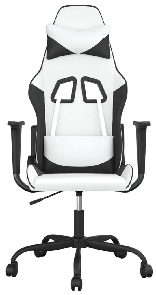 Cadeira gaming couro artificial branco e preto