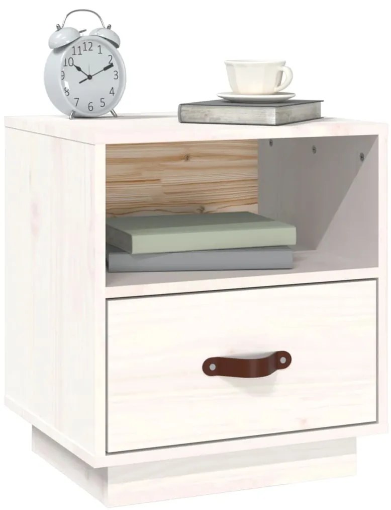 Mesas de cabeceira 2 pcs 40x34x45 cm pinho maciço branco
