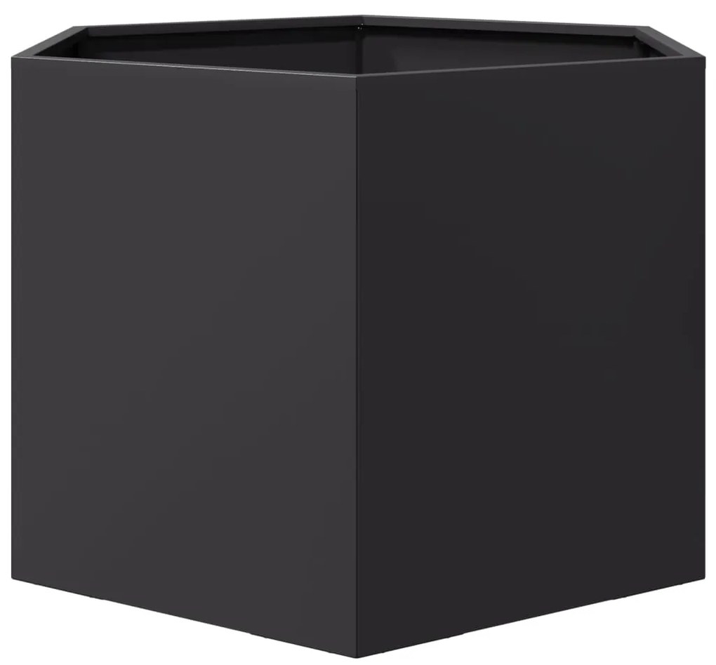 Vaso/floreira de jardim hexagonal 69x60x45 cm aço preto