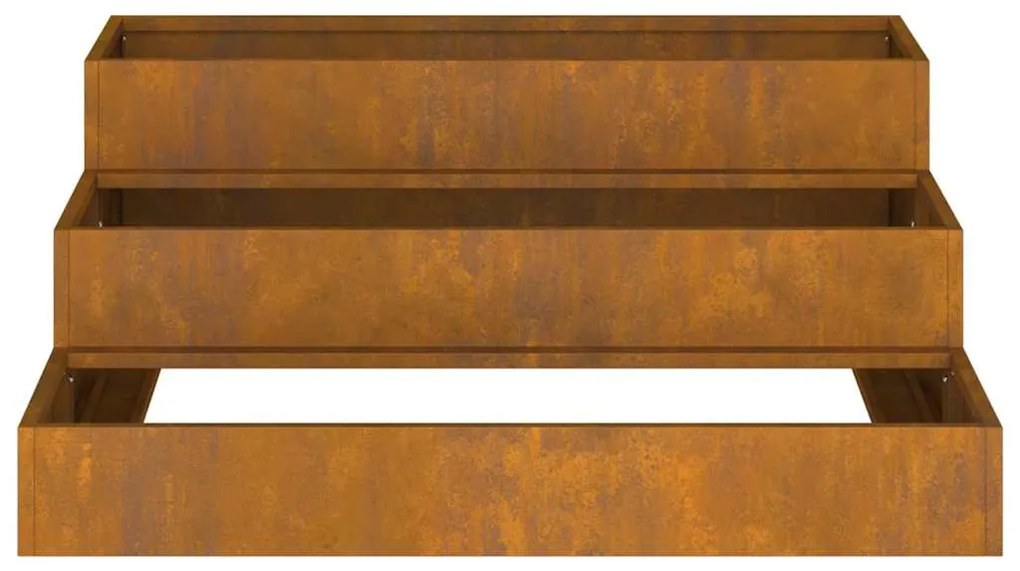 Vaso de Jardim 3 Camadas 90x90x35 cm Aço Enferrujado