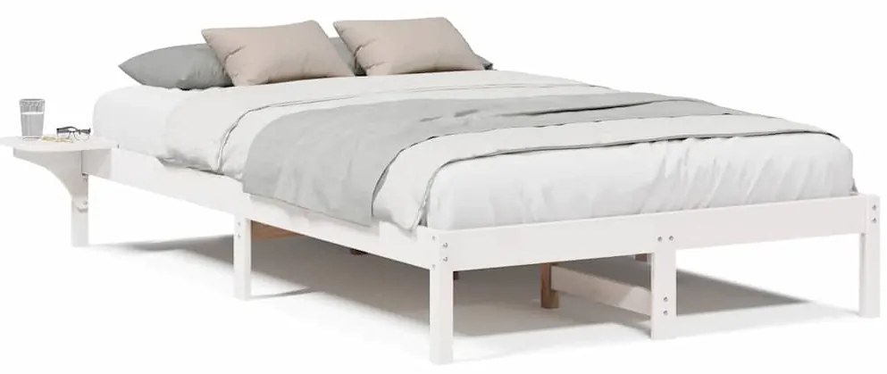 Estrutura de cama com mesas de cabeceira Branco 140 x 190 cm