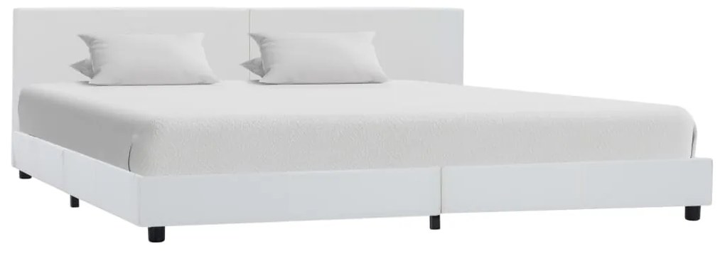 Estrutura de cama em couro artificial 180x200 cm branco