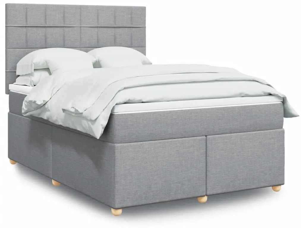 Cama com molas/colchão 140x200 cm tecido cinzento-claro