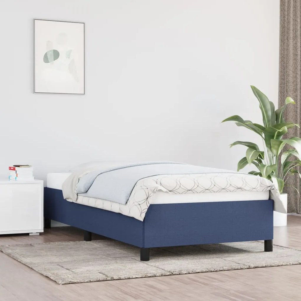 vidaXL Estrutura de cama sem colchão 100x200 cm tecido azul
