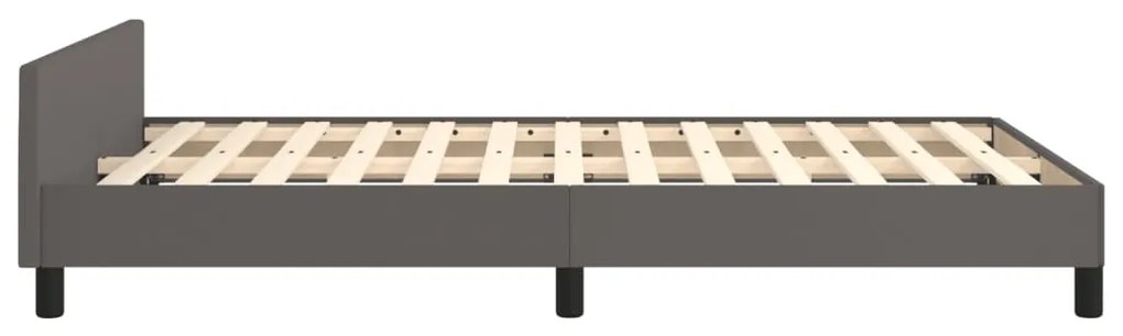 Estrutura cama c/ cabeceira 120x200cm couro artificial cinzento