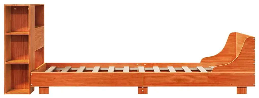 Cama sem colchão 75x190 cm madeira de pinho maciça castanho-mel