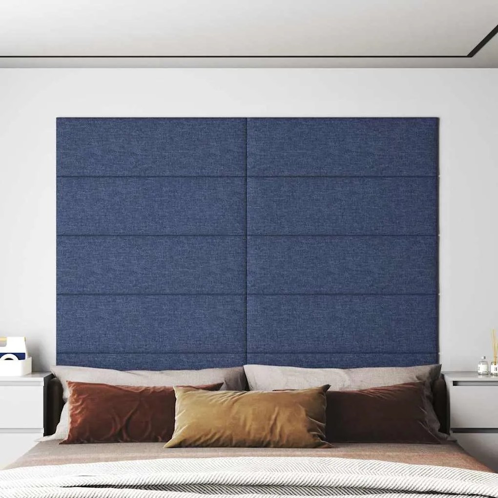 vidaXL Painel de parede 12 pcs 90x30 cm tecido 3,24 m² azul