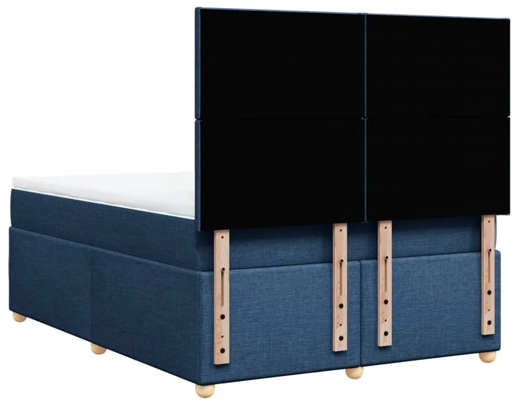 Cama com molas/colchão 140x200 cm tecido azul