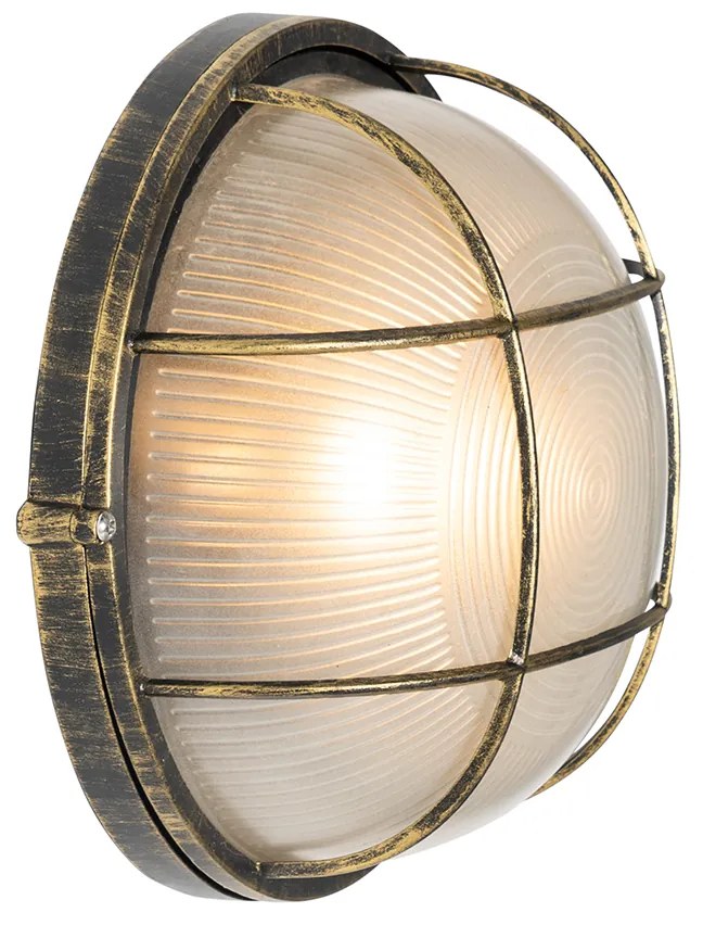 Candeeiro de parede exterior industrial dourado antigo IP44 - Hanneke Industrial