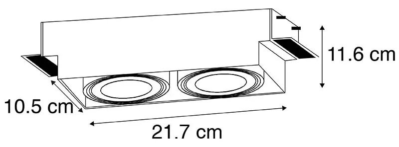 Foco embutido preto GU10 AR70 sem moldura 2 luzes - Oneon Moderno