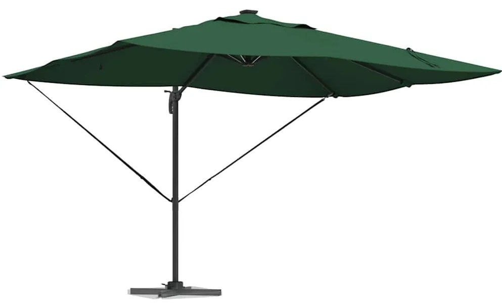 Guarda-Sol Cantilever Roma da com LEDs Verde 352 x 251 x 265 cm em Alu