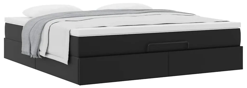 Estrutura de cama otomana com colchão 160x200 cm preta