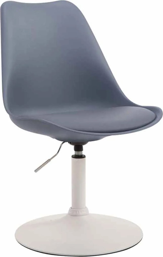 Conjunto de 4 cadeiras de sala de jantar Maverick em plástico com estrutura branca 76-81 x 48 x 57 cm Cinzento