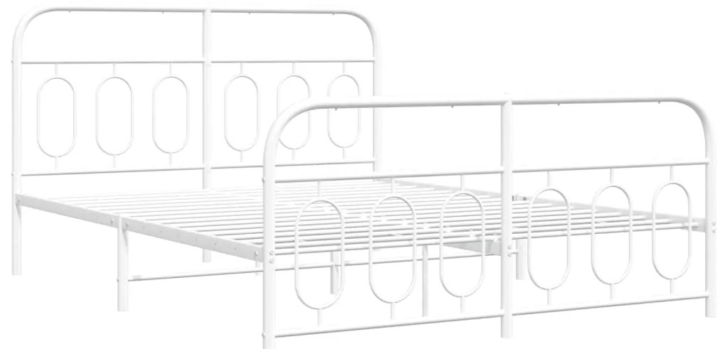 Estrutura de cama com cabeceira e pés 140x200 cm metal branco