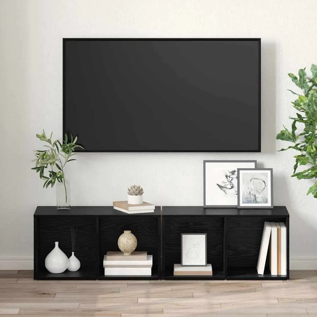 Conjunto de móvel de TV 2 pcs Carvalho Preto 37 x 35 x 107 cm