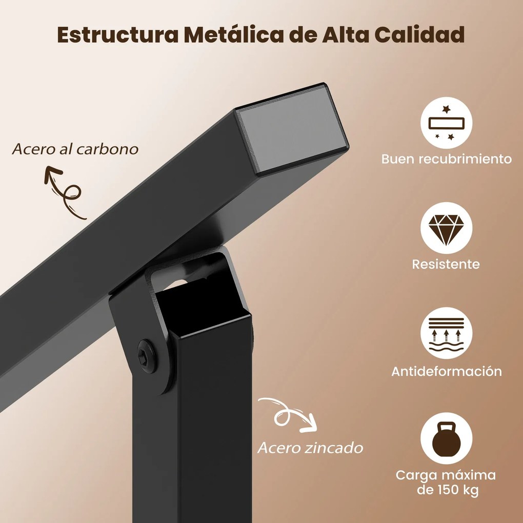 Conjunto de 2 Corrimãos Metálicos para Escadas, Ajustáveis até 42°, Preto