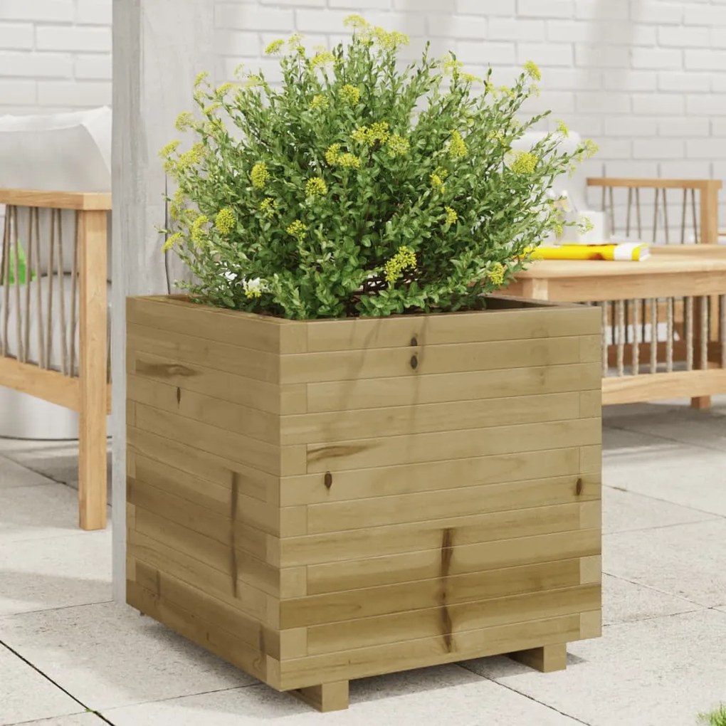 vidaXL Vaso/floreira de jardim 50x50x49,5 madeira de pinho impregnada