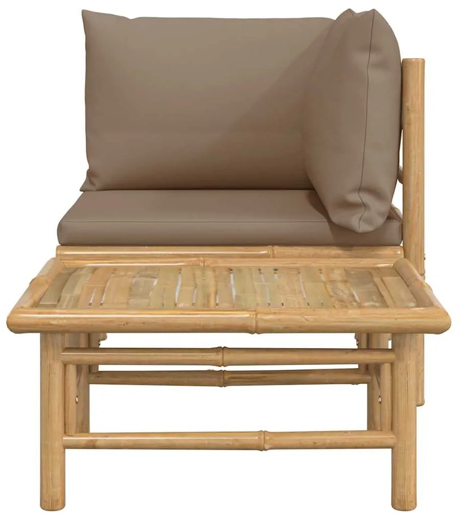 2 pcs conj. lounge jardim bambu almofadões cinzento-acastanhado