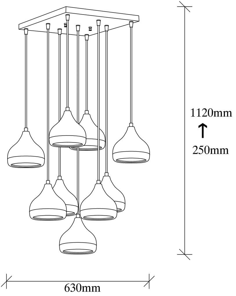 Chandelier Yildo – Preto – 63 x 63 cm