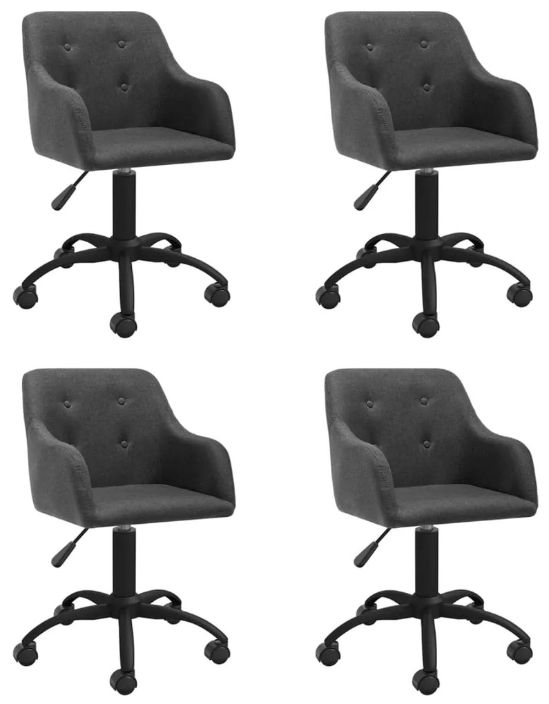 vidaXL Cadeiras de jantar giratórias 4 pcs tecido cinzento-escuro
