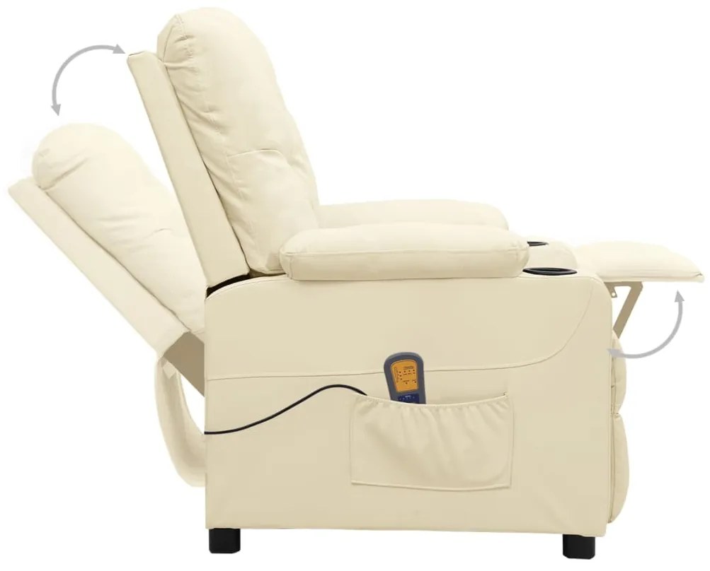 Poltrona de massagens elevatória couro artificial cor creme