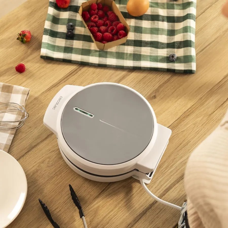 Máquina de waffles Fun Gofrestone Round de 1000 W de potência e em aço inoxidável