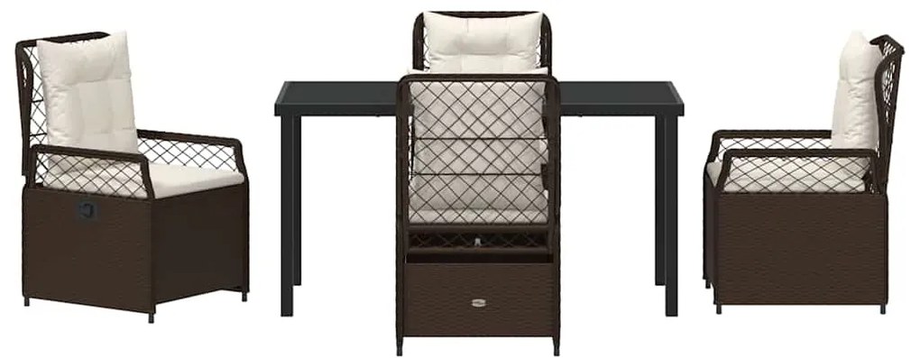 Conjunto de Jantar de Jardim 5 Peças em Rattan Sintético Castanho
